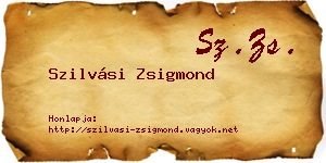 Szilvási Zsigmond névjegykártya